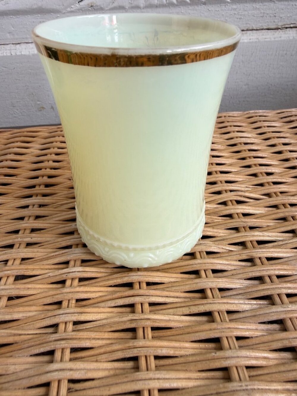 Antique Heisey Custard Glass Tumbler Uranium Advertising Brodhun & Son - Picture 11 of 14